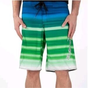 Billabong Platinum Board Shorts Swim Trunks Men 34 Recycler Stripe Green Blue